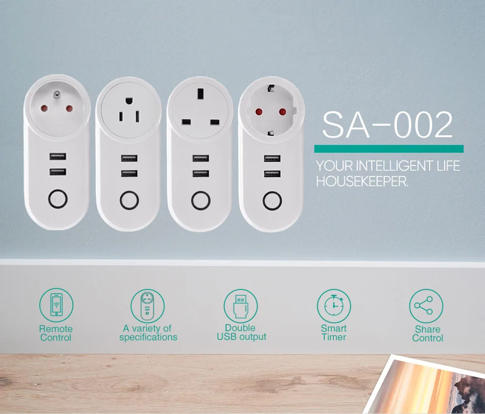 Ewelink Wi-Fi розетка 2 USB переключатель беспроводной приложение Удаленная розетка переключатель синхронизации для Умный дом работа с Alexa