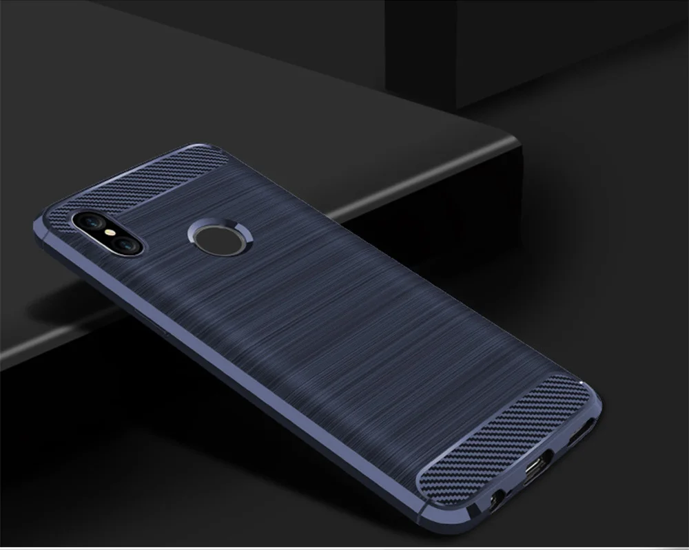 Для Xiaomi mi Max 3 чехол из углеродного волокна противоударный чехол для телефона для mi 8 mi 8 чехол красный mi Note 6 Pro Чехол гибкий бампер подходит для корпуса - Цвет: Синий