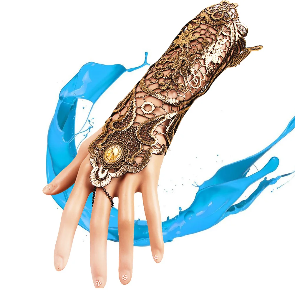 2 шт. классические браслет перчатки женские элегантные девушки с кольцом Стиль