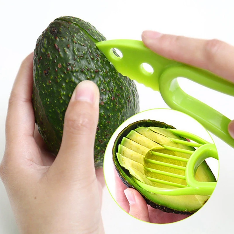 3 в 1 авокадо Slicer Ши нож для удаления сердцевины и нарезания масло Фруктовый резак