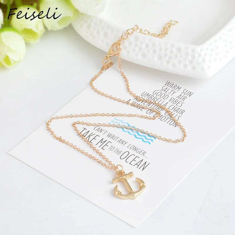 Feiseli абсолютно новый металлический кулон в виде якоря ожерелье для женщин лидер