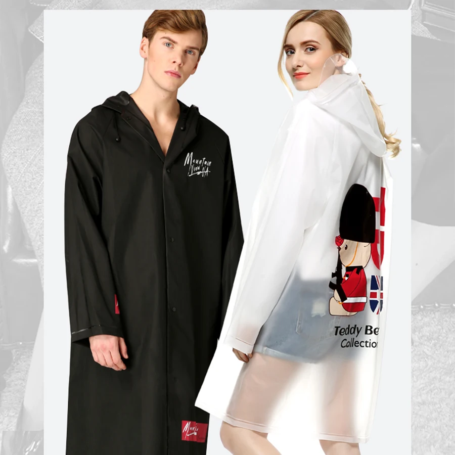 Длинный прозрачный непромокаемый плащ-дождевик с героями мультфильмов для детей