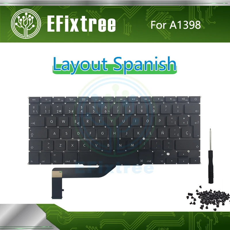 

New Laptop Spanish SP A1398 Keyboard For Macbook Pro Retina 15" Layout Big Enter 2012-2015 Year EMC 2512 2673 2674 2745 2876