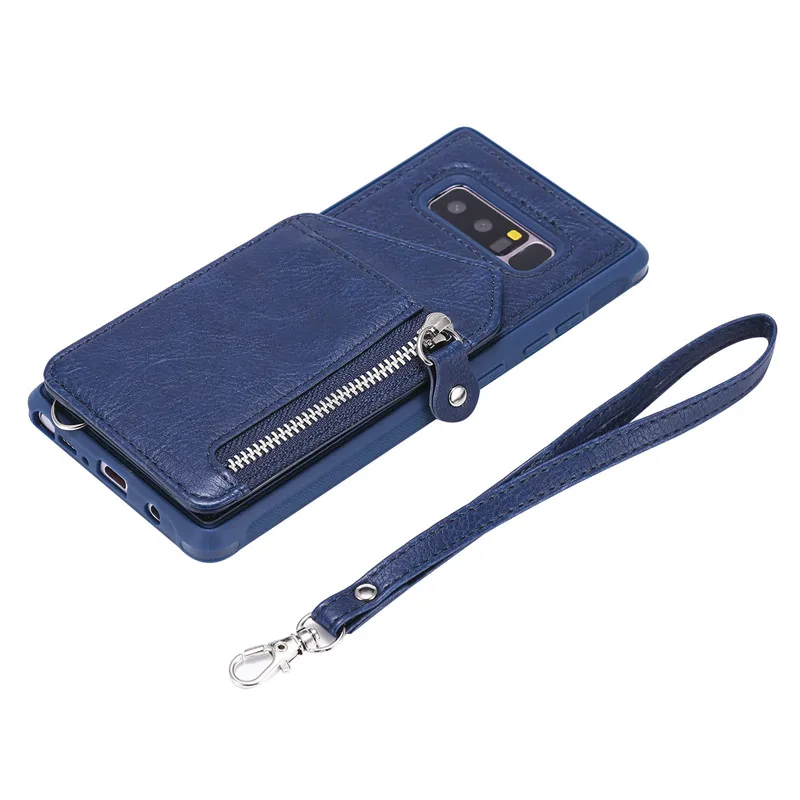 

For Samsung Galaxy Note 8 Case Zipper Humanized Card Slot Design Cover Double buckle Stand shockproof