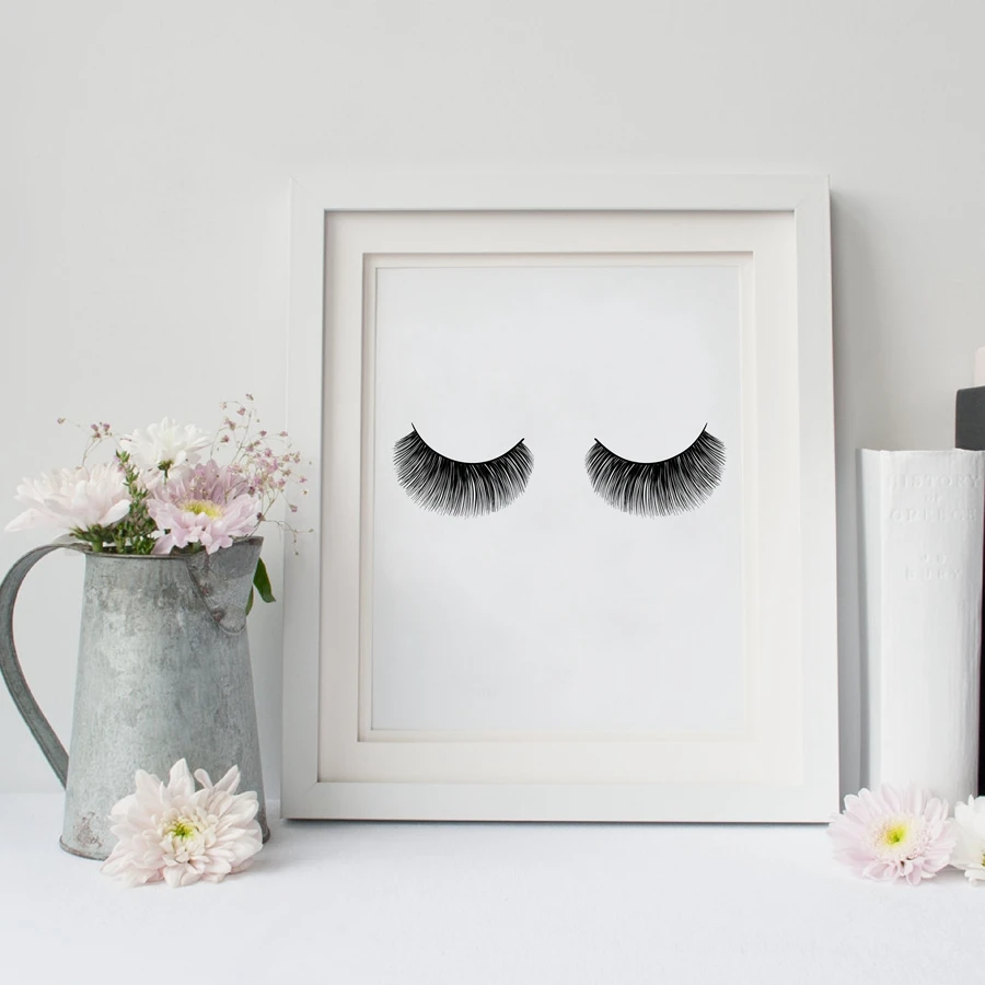 Eyelashes Fashion Print Wall Art Decor Modern Minimalist Beauty Product Lashes Poster Canvas Painting Girl Room Makeup | Дом и сад