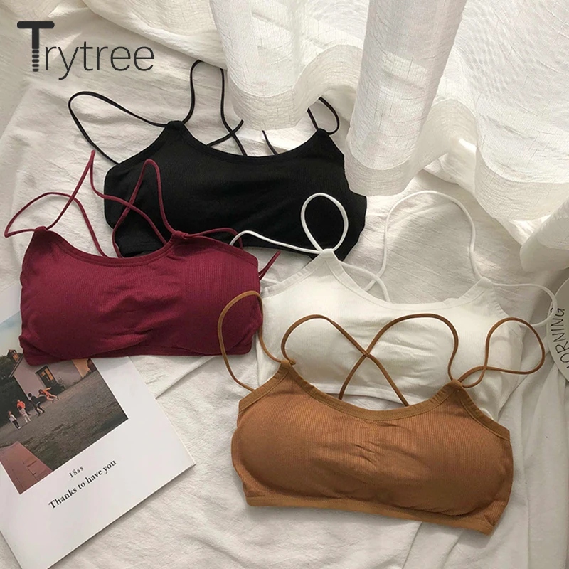 Trytree Майки Топы из модала Женские повседневные 4 вида цветов с вырезом сзади Топ