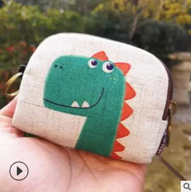 dino Льняные женские Мини-кошельки с мультяшным Тоторо, детские маленькие сумочки, сумки для денег, женские кошельки, женские кошельки для девочек и мальчиков - Цвет: dino