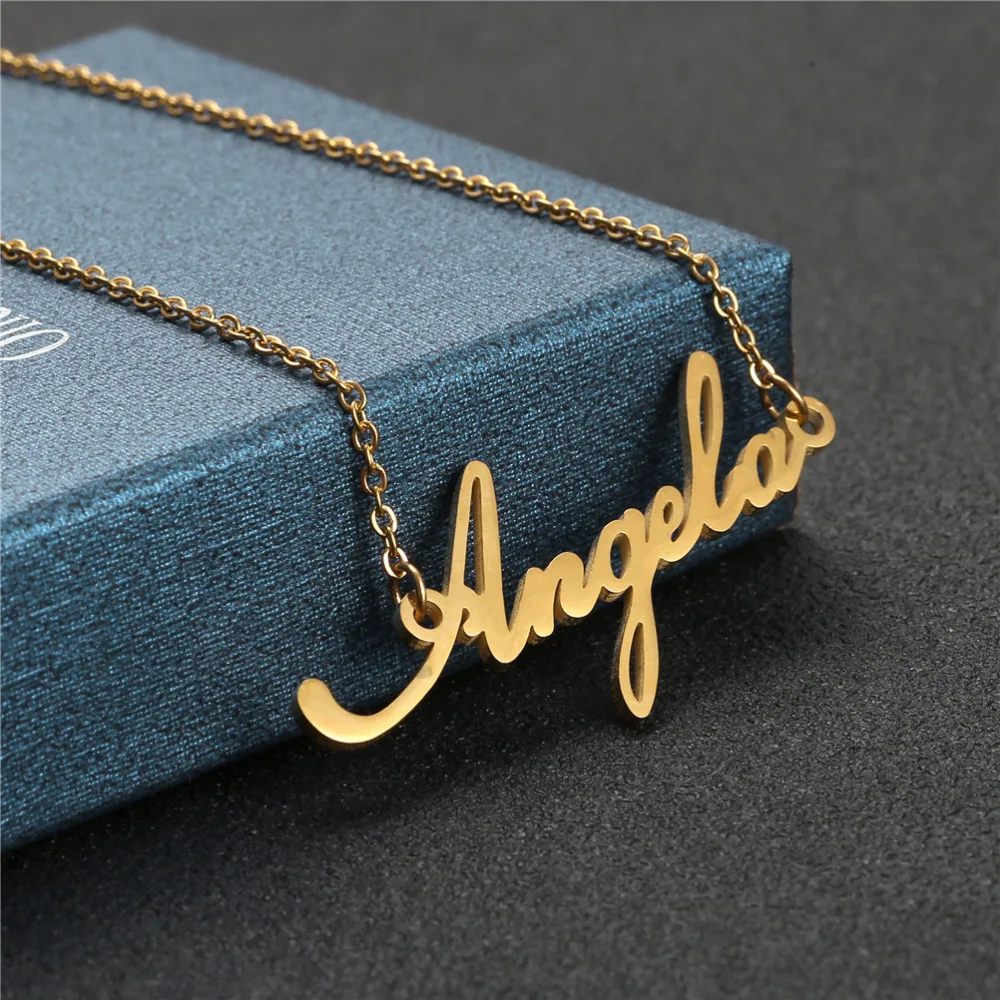 Модное ожерелье с надписью Angel Angela из нержавеющей стали|Ожерелья подвеской| |