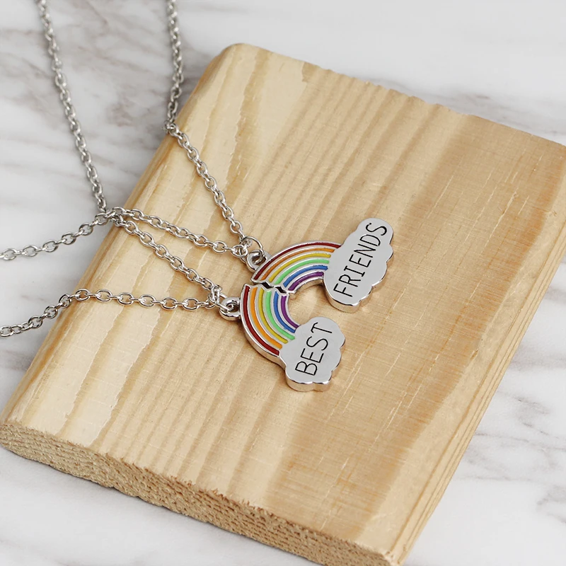 Ожерелье BFF с радужной строчкой ожерелье для девочек подвеской Best Friends forever For 2