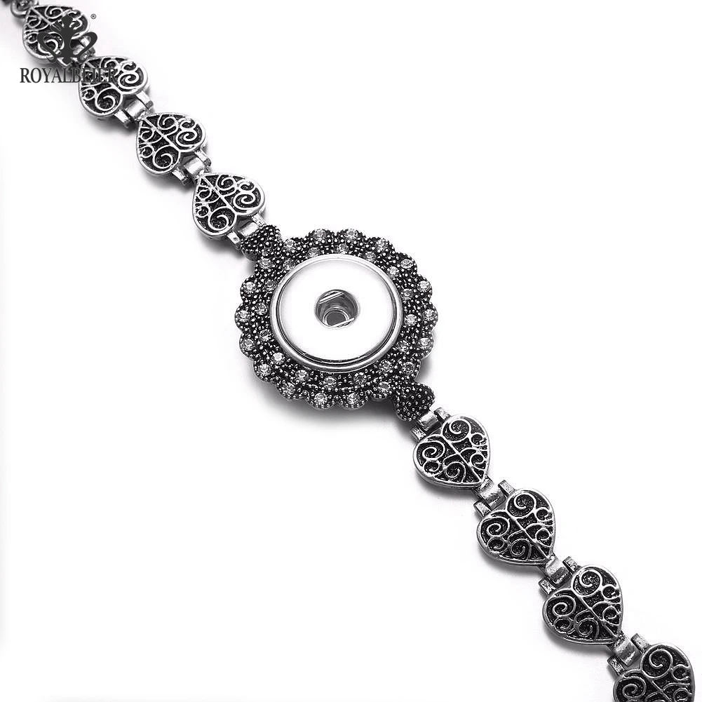 Royalbeier Винтаж любящее сердце кнопки Пуговицы Браслеты на запястье и Fit 18 мм