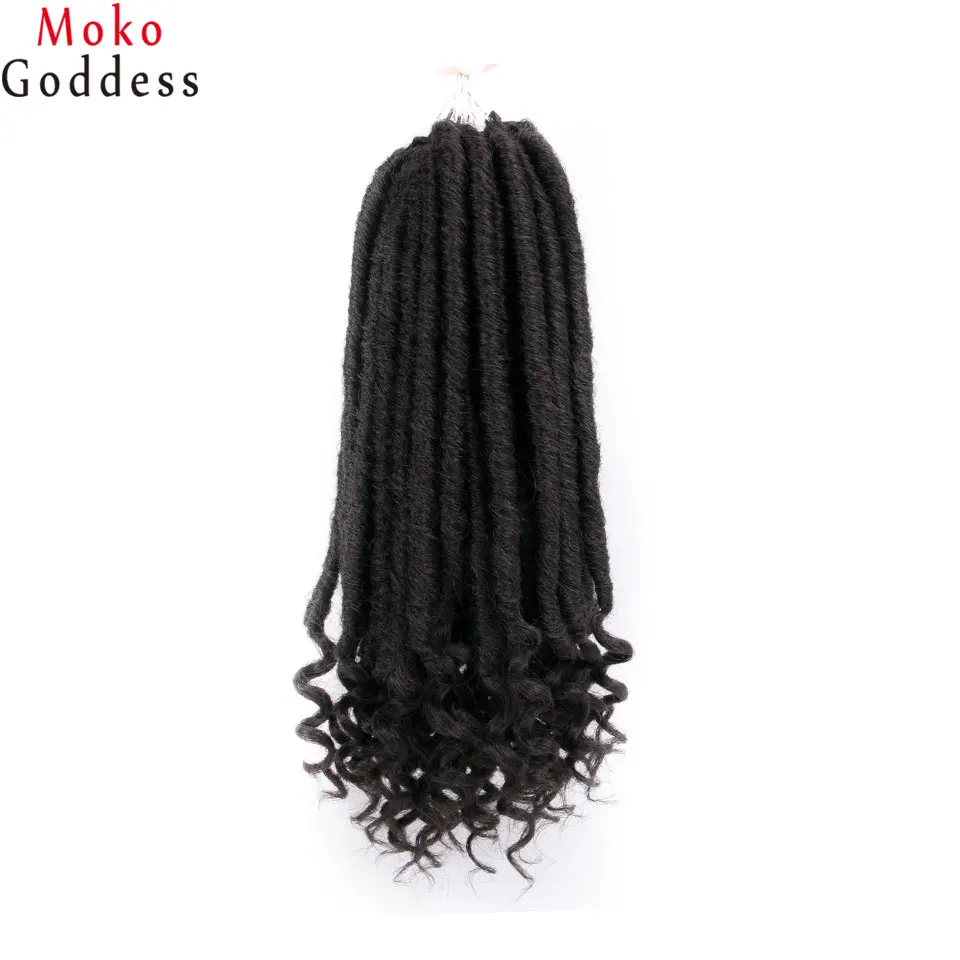 # 1B MokoGoddess вязанные волосы для наращивания богиня Faux locs Curly вязанные косички синтетические волосы Омбре косички - Цвет: # 1B