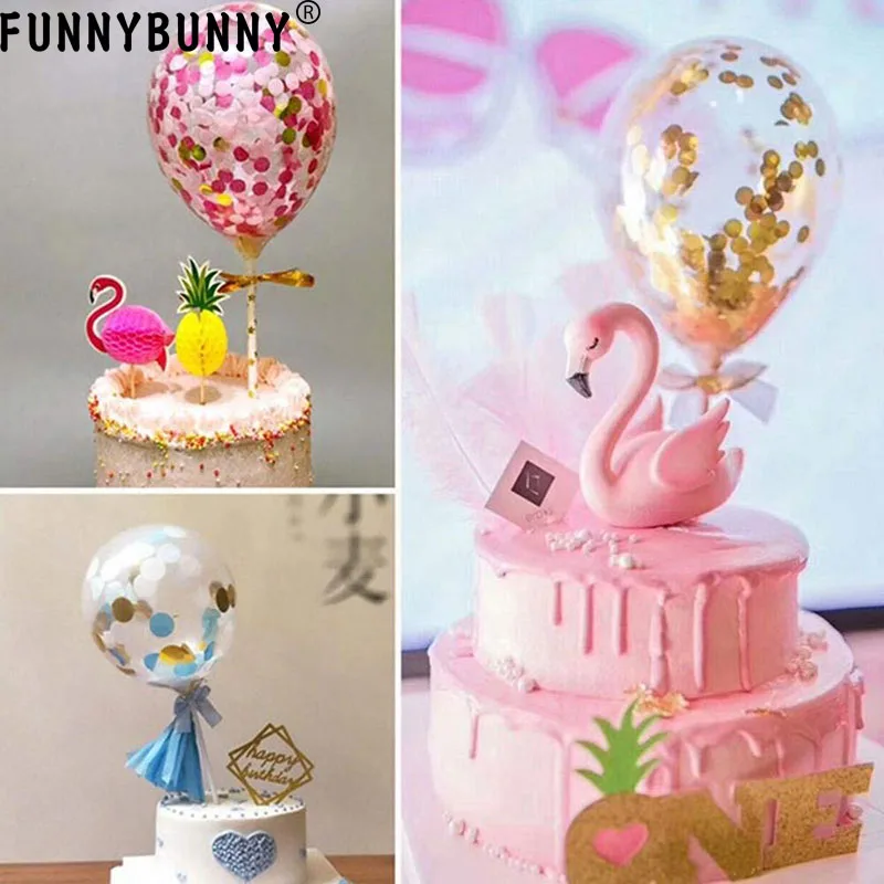FUNNYBUNNY красочные шары с золотыми Конфетти украшения торта Топпер отлично