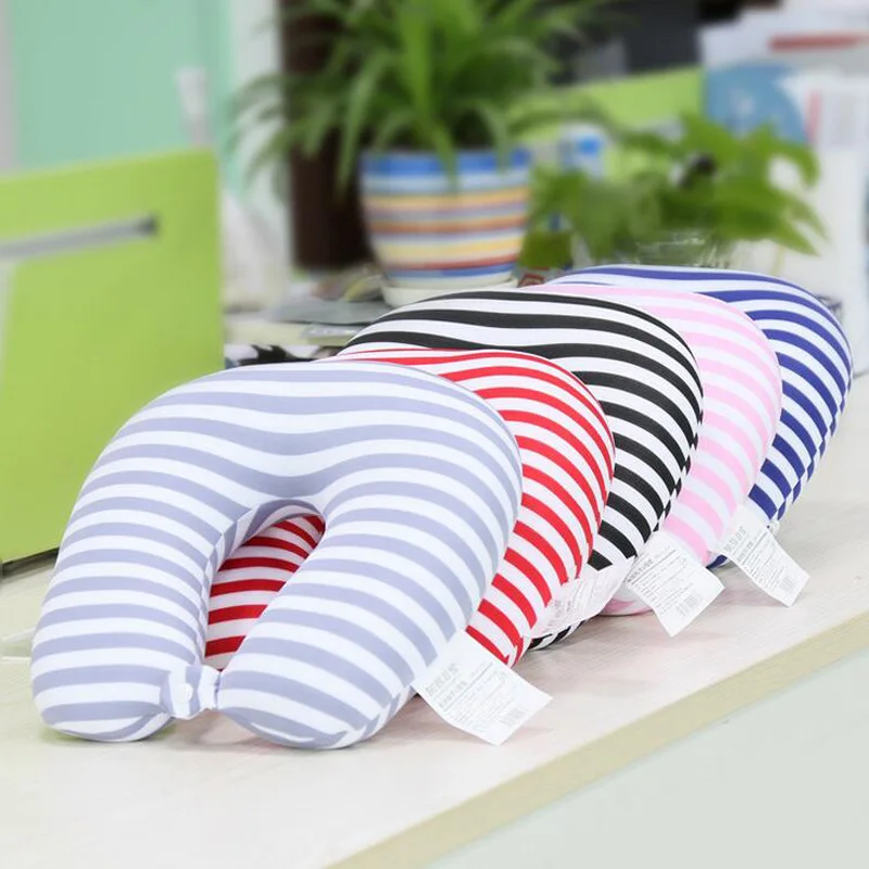 U-образная Автомобильная подушка для шеи в полоску путешествий из пены с эффектом