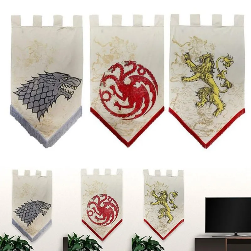 17x2" игра престолов дом старк флаг настенный баннер с бахромой хлопок висячие домашние вечерние декор для гостиной мультфильм