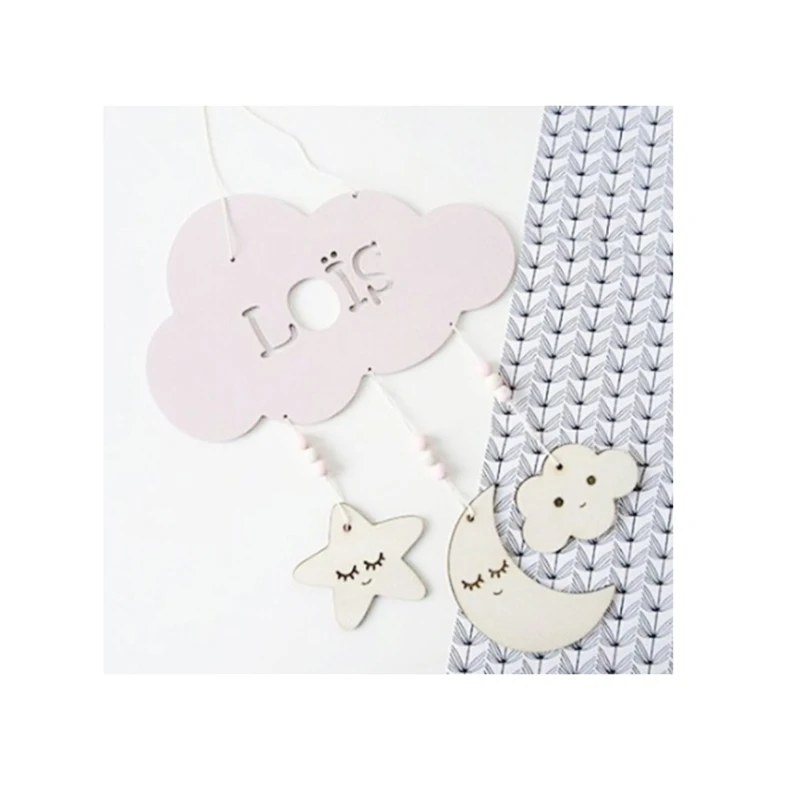 Cute Wooden Moon Cloud Wall Hanging Ornament Photo Props Home Decor for Living Room | Дом и сад