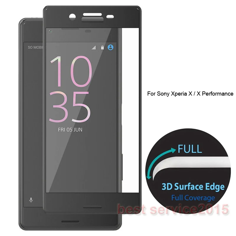 3D полное покрытие 9H + закаленное стекло для защиты экрана Sony Xperia X /