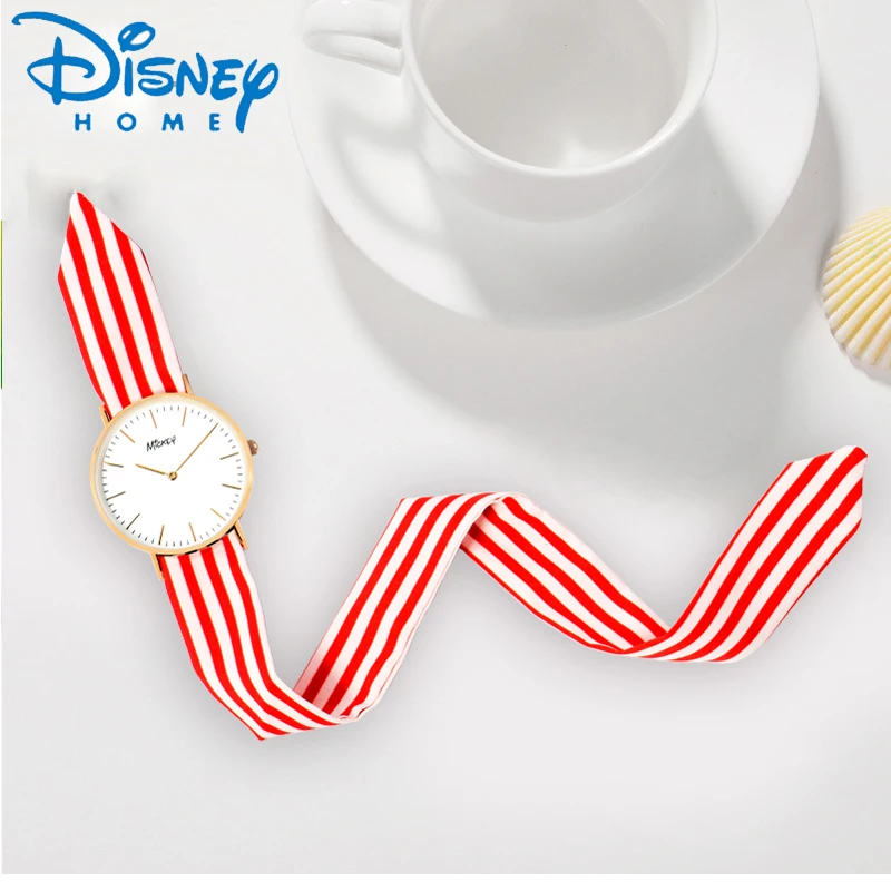 Женские тканевые наручные часы Disney Топ бренд Роскошные Кварцевые Whatch женские