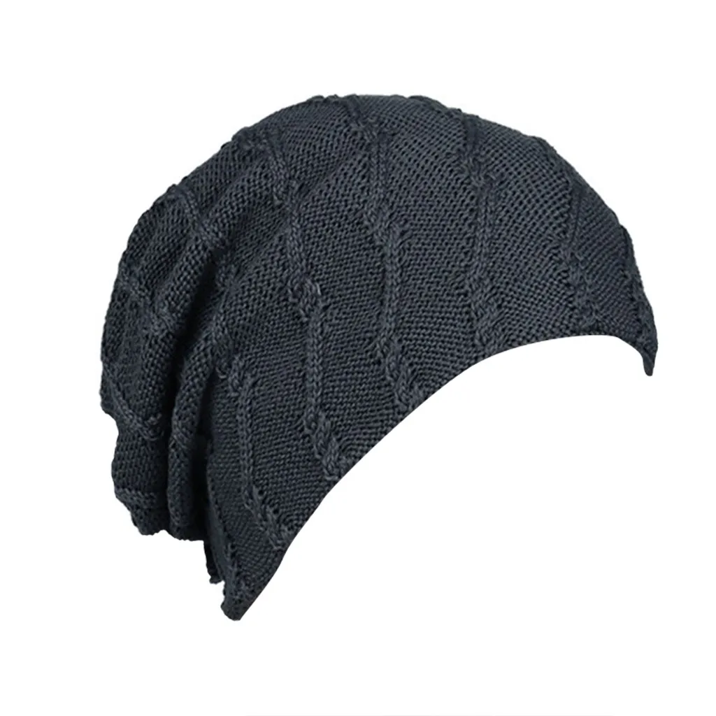 Новые модные зимние шляпы для мужчин твердые Skullies Индия Эластичный Тюрбан шляпа шерсть вязание выпадения волос головной платок обертывание Czapka Zimowa