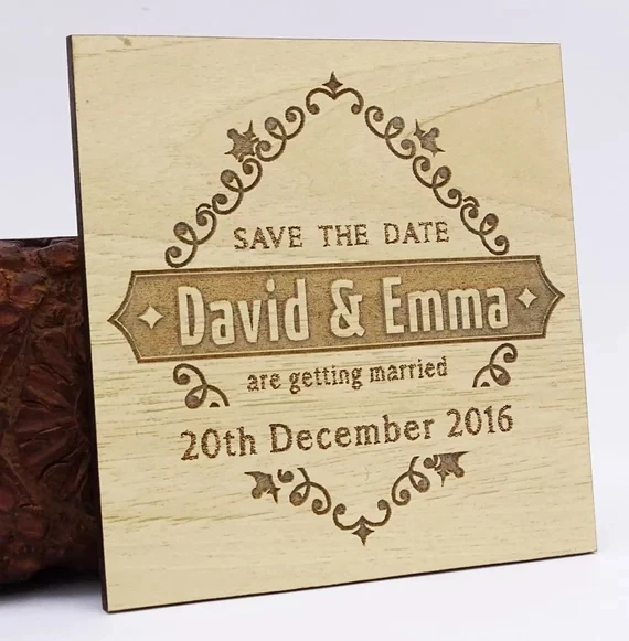 

personalize names date engraved Wooden Card save the date Wedding invitations Magnets, Custom Magnet, Wedding favor invites