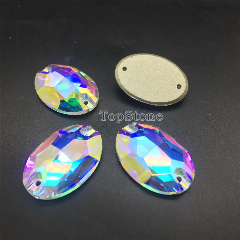 TopStone K9 Кристальный Овальный пришитый горный хрусталь прозрачный цвет AB плоская