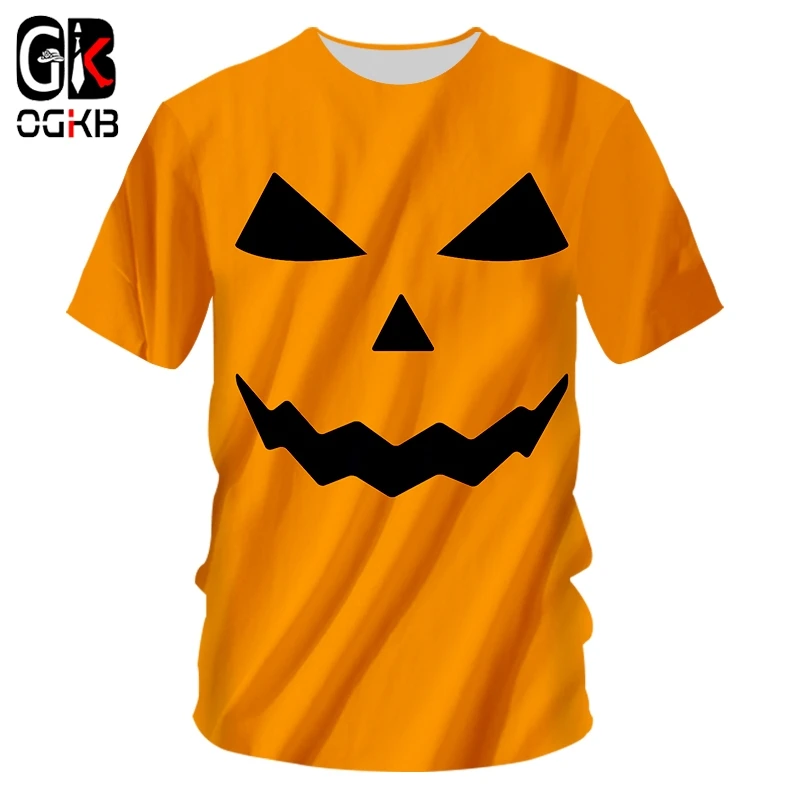 OGKB Хэллоуин 3D печать черная Тыква Женская футболка с круглым вырезом Весна и
