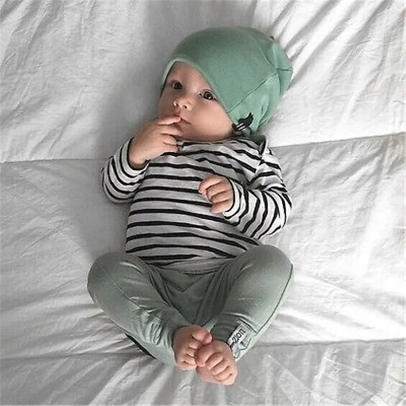 

CANIS 2019 New 3pcs Baby Boys Girls Kids Clothes Set Newborn Infant Tops T-Shirts Long Sleeve Pants Hat Bodysuit Outfit Clothing