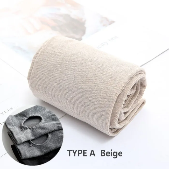 TYPE A beige 2 пары женских колготок с вертикальными полосками, компрессионные колготки из чесаного хлопка для увеличения ягодиц, для похудения, средней толщины - Цвет: TYPE A beige