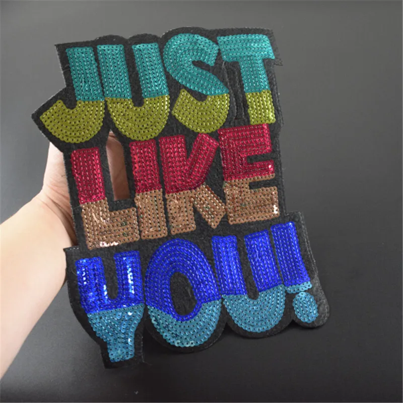 

T shirt Women iron on patch sequins 27cm JUST LIKE YOU! deal with it patches for clothing stickers 3d t shirt mens free shipping