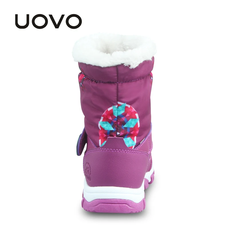 UOVO/сапоги для девочек; фиолетовые детские зимние сапоги; водонепроницаемые детские сапоги; теплая зимняя обувь для девочек