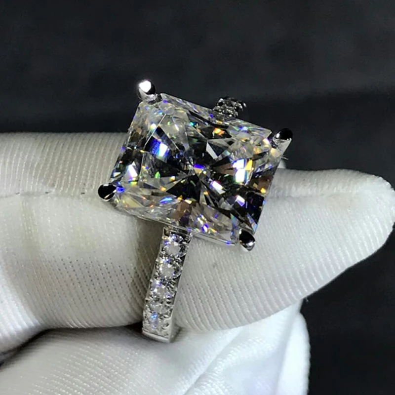 Женское Обручальное Кольцо AEAW 4CT из белого золота с бриллиантом GH Moissanite