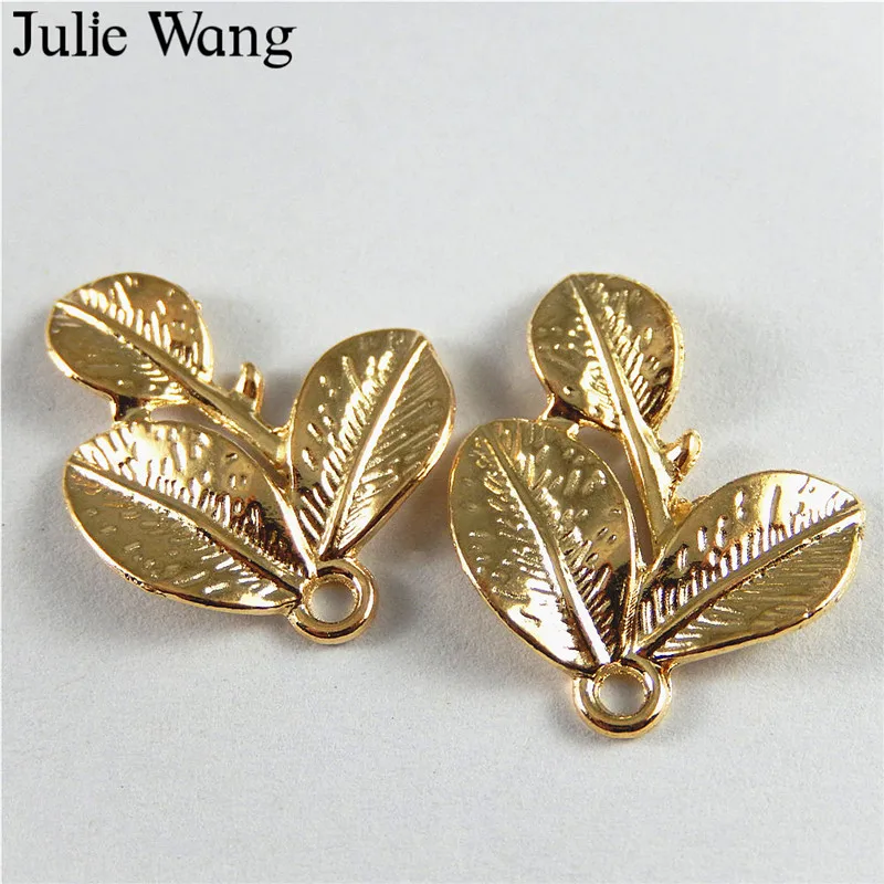 Julie Wang 10 шт. подвески из сплава с тремя листьями фурнитура для самостоятельного