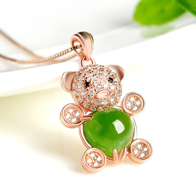 Jasper Egg noodle cute little Xiangyu pendant fashion women Winnie Bear and Hetian Jade Necklace Gift | Украшения и аксессуары