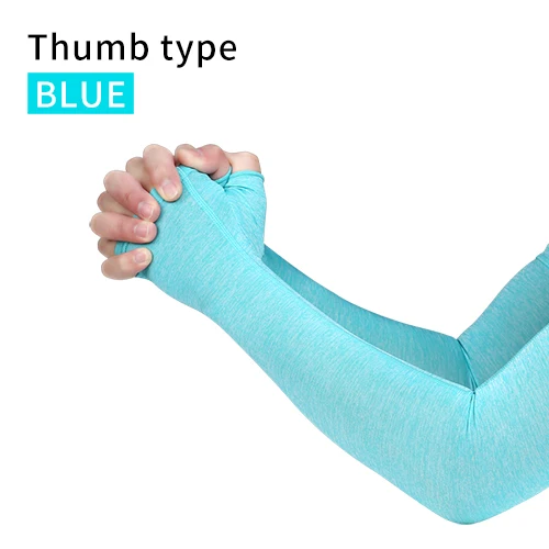 Thumb style-Blue INBIKE велосипедный рукав анти-УФ ледяная ткань дышащий Бег MTB велосипед фитнес Баскетбол налокотник Спорт на открытом воздухе гетры - Цвет: Thumb style-Blue