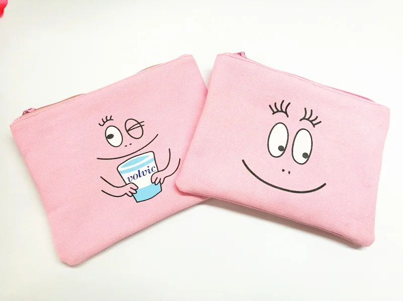 SIXONE INS Корейская розовая сумка для ручки с принтом улыбающееся лицо на молнии