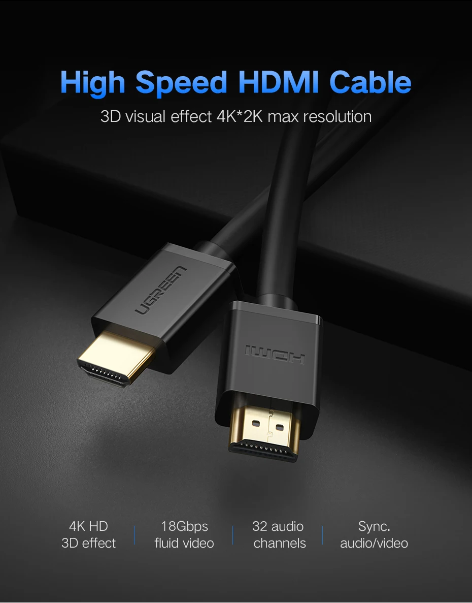 Ugreen Высокое качество 3D 1080P HDMI кабель папа-папа HDMI адаптер с поддержкой Ethernet 4K* 2K Full HD для Apple tv Xbox PS3 XBox