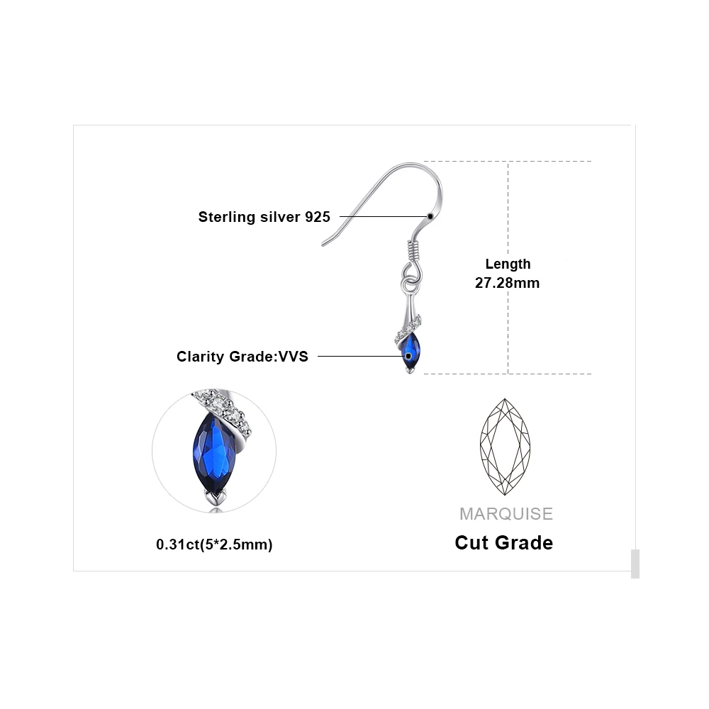 Jewelrypalace изысканный 0.36ct маркиза создан синий шпинель серьги 925 стерлингов
