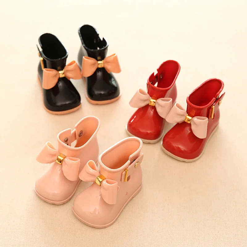 Melissa Mini детские непромокаемые сапоги с бантиком Нескользящие для девочек