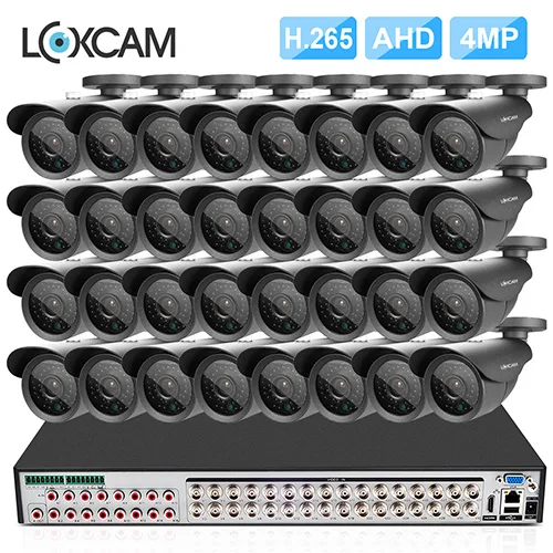 32 Cameras LOXCAM H.265+ 32CH 4MP система видеонаблюдения 4.0MP 2688*1520 AHD CVI IP66 уличная Водонепроницаемая камера безопасности P2P комплект видеонаблюдения 4K - Цвет: 32 Cameras