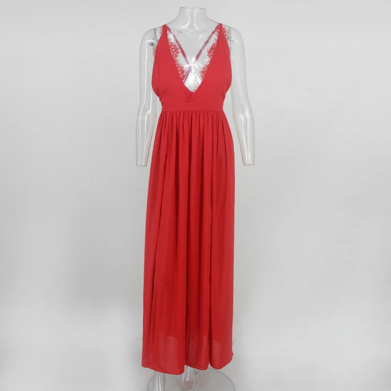 DRESSMECB красное сексуальное платье с открытой спиной женское элегантное длинное