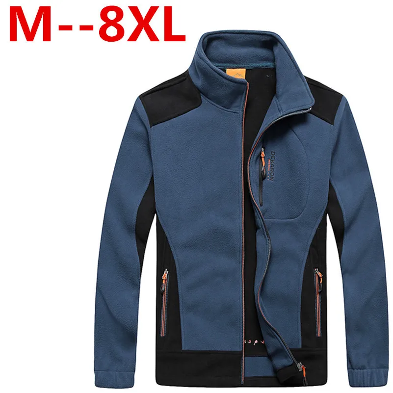 Плюс размер 8XL 7XL 6XLmens одежда осень зима флисовая армейская куртка софтшелл для