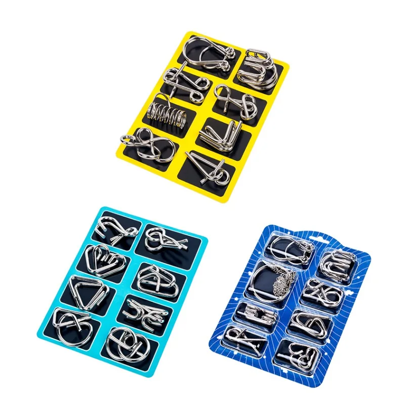 8pcs Chinese 9 Rings Puzzle Buckle Lock Wire Interesting IQ Mind Brain Teaser Puzzles Educational Toys For Kids Adult M | Игрушки и