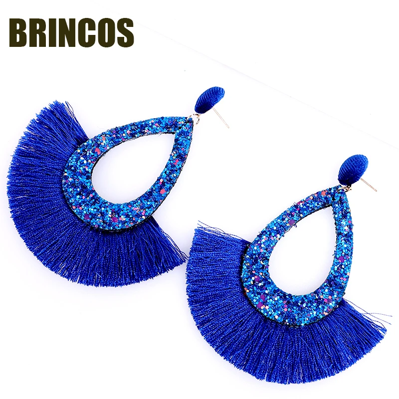 19 Earrings for women Neon green Tassel boho gold korean indian jewelry statement drop handmade oversize bohemia aliexpress - Metal Color: 19