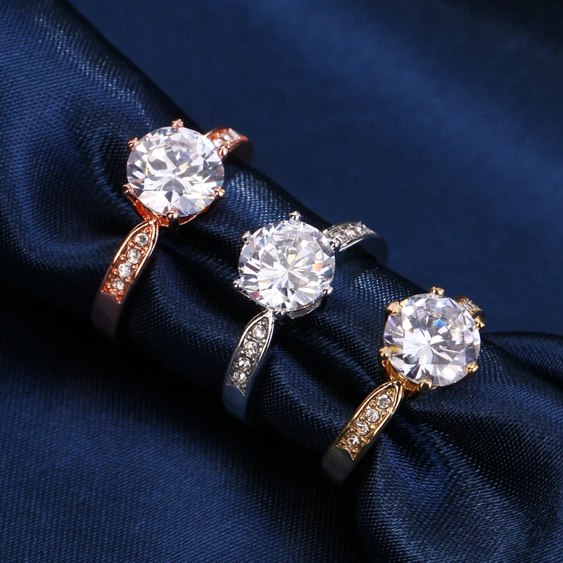 LXOEN AAA Zircon Engagement Rings for Women Rose Gold Color Wedding Female Austrian Crystals Jewelry Top Quality | Украшения и