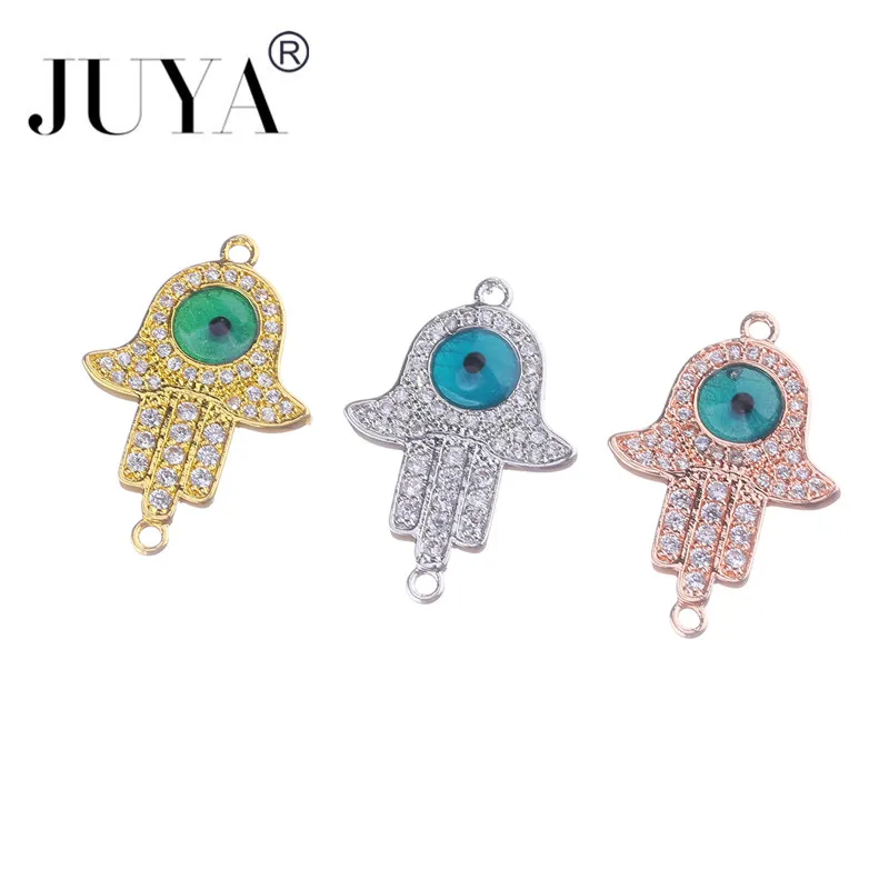 Новые Позолоченные/Серебристые разъемы Fatima Hamsa Hand Evil Blue Eye для браслетов DIY