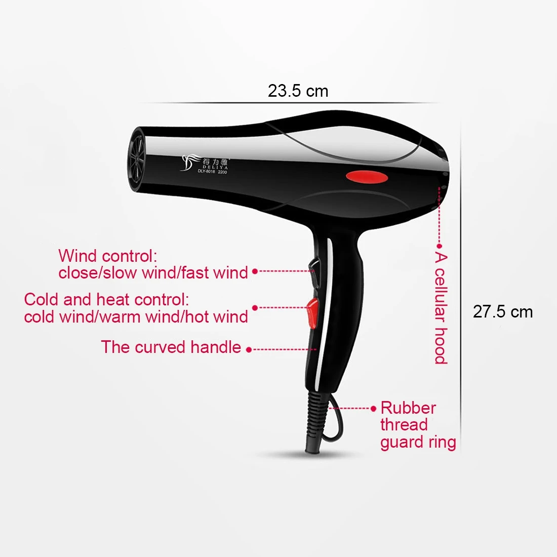 6-piece Hair Dryer 2200W Household Diffuser/Comb Salon US Plug | Бытовая техника