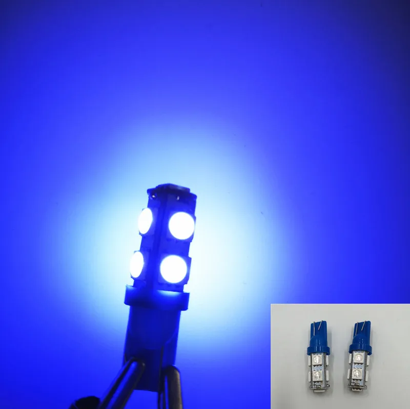 Blue 10 шт. Автомобильный светодиодный 194 168 W5W T10 9SMD 5050 светодиодный автомобильный мобильный задний указатель Поворота Боковой габаритный светильник-излучающая Диодная лампа - Испускаемый цвет: Blue