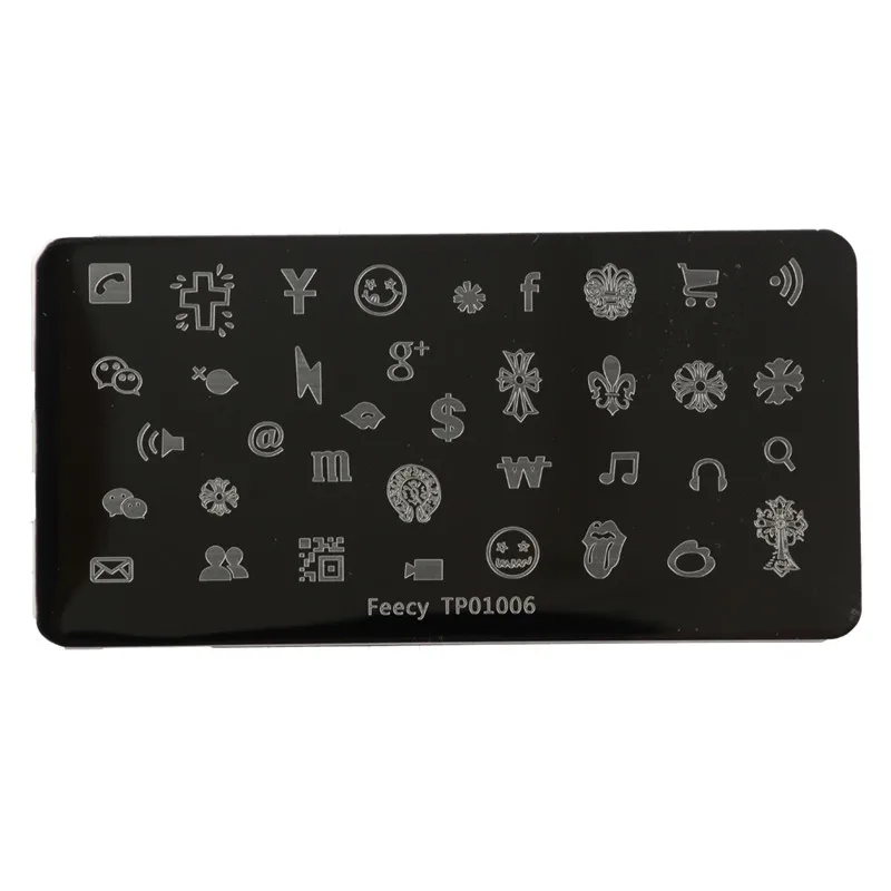 Feecy TP01006 Пластины для штамповки ногтей 6*12 см шаблоны для ногтей DIY Нержавеющая Сталь Штамп маникюрный трафарет Инструменты дизайн ногтей штамп Шаблоны - Цвет: Feecy TP01006