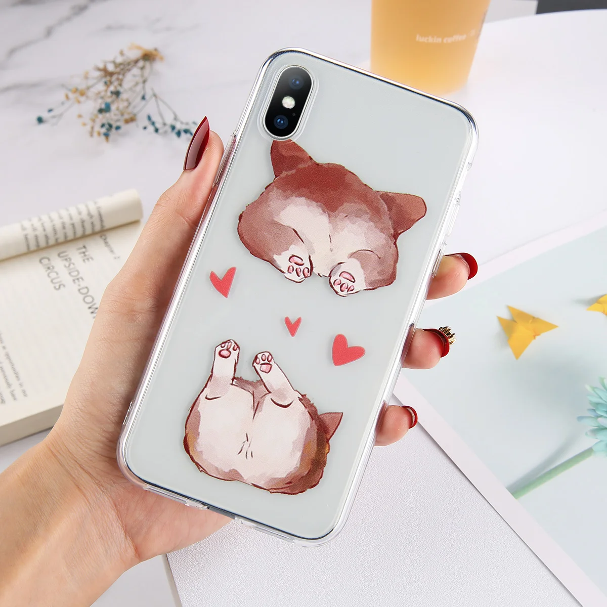 7239 Lovebay прозрачный чехол с животными корги для iPhone 6 6S 7 8 Plus X XS XR XS Max 5 5S SE прозрачные чехлы для телефона собаки мягкая задняя крышка из ТПУ - Color: 7239