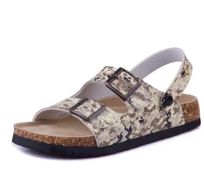 camouflage COSMAGIC/модные пробковые сандалии с двойной пряжкой на плоской подошве; Новинка года; женские летние пляжные повседневные уличные шлепанцы - Цвет: camouflage