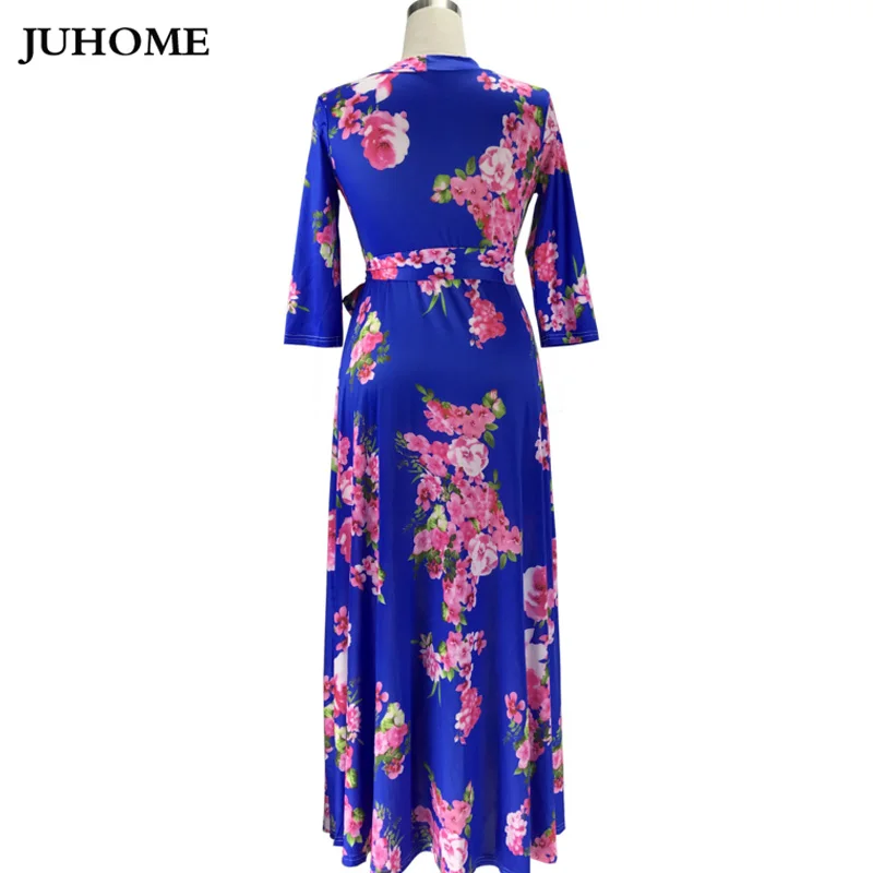 2020 long sleeve maxi dress beachwear boho tunic femininos vestidos autumn floral print fashionable flower sexy robe | Женская одежда